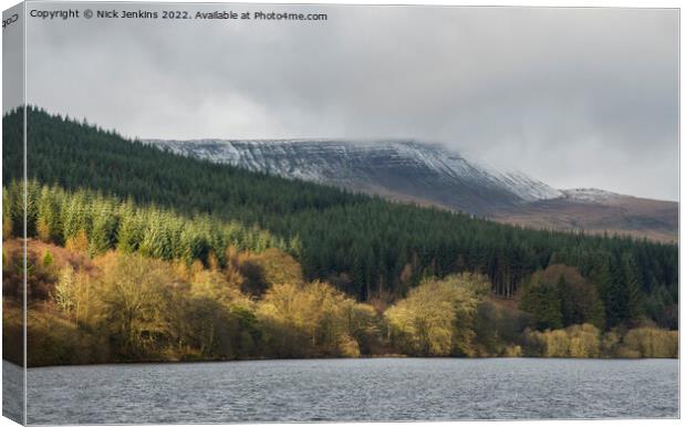 Pentwyn Reservoir and Winter Surroundings Brecon Beacons Canvas Print by Nick Jenkins