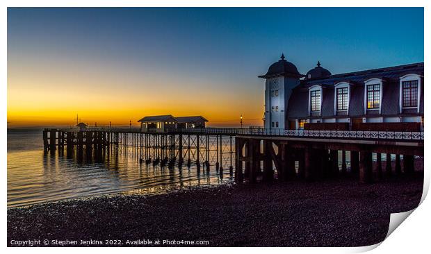 Penarth pier at sunrise Print by Stephen Jenkins