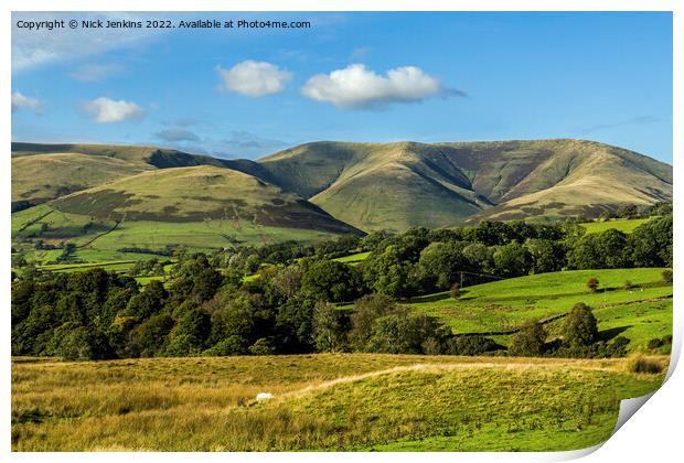 The Howgill Fells seen from Garsdale in Cumbria Print by Nick Jenkins