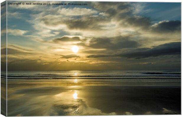 The Setting Sun over the Beach and Coastline of Du Canvas Print by Nick Jenkins