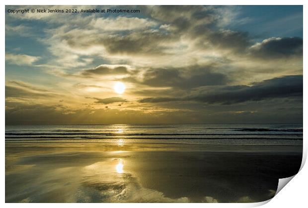 The Setting Sun over the Beach and Coastline of Du Print by Nick Jenkins