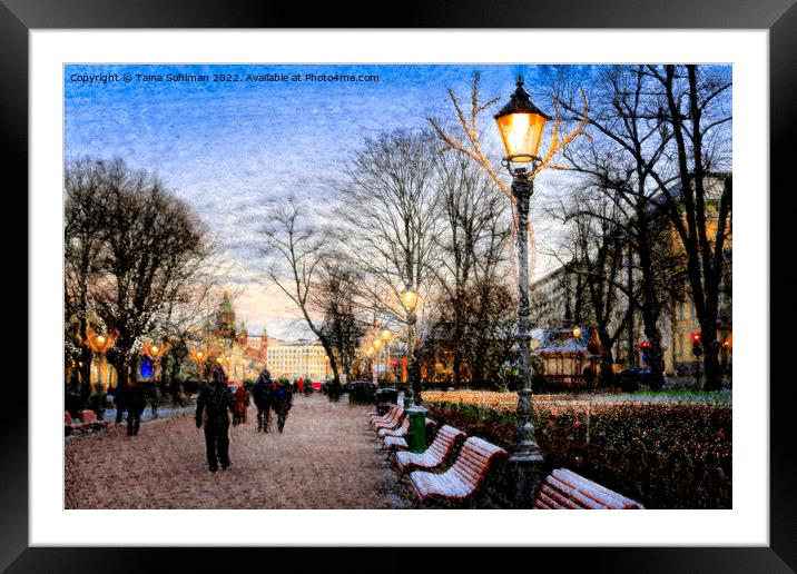 Illuminated Esplanade Park in December Framed Mounted Print by Taina Sohlman