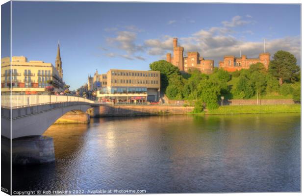 Inverness river and castle  Canvas Print by Rob Hawkins