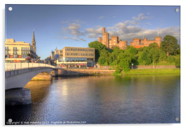 Inverness river and castle  Acrylic by Rob Hawkins