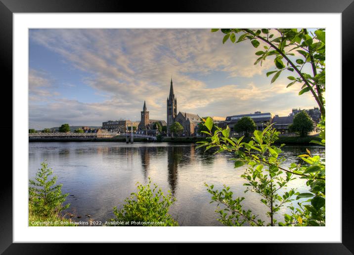 Inverness church reflections Framed Mounted Print by Rob Hawkins