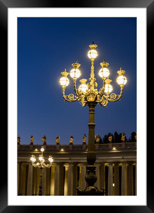 Ornate Lamp On St Peter Square In Vatican Framed Mounted Print by Artur Bogacki