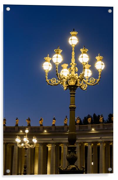 Ornate Lamp On St Peter Square In Vatican Acrylic by Artur Bogacki