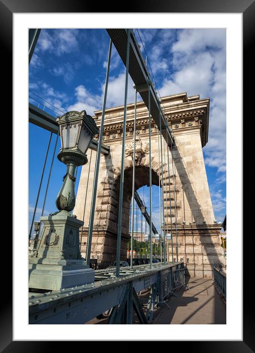 Szechenyi Chain Bridge In Budapest Framed Mounted Print by Artur Bogacki