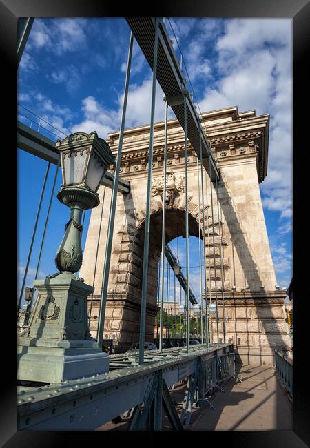 Szechenyi Chain Bridge In Budapest Framed Print by Artur Bogacki