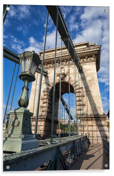 Szechenyi Chain Bridge In Budapest Acrylic by Artur Bogacki