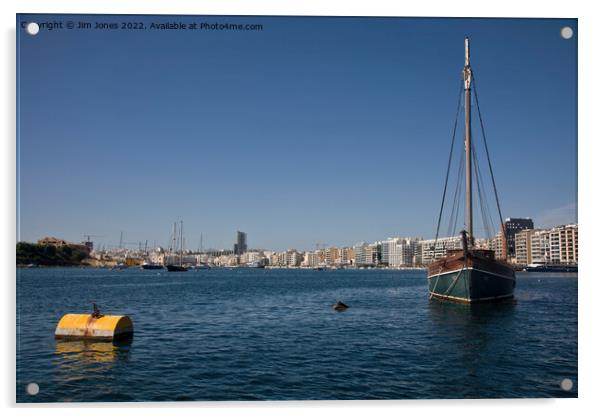 Tall Ship at Sliema, Malta Acrylic by Jim Jones