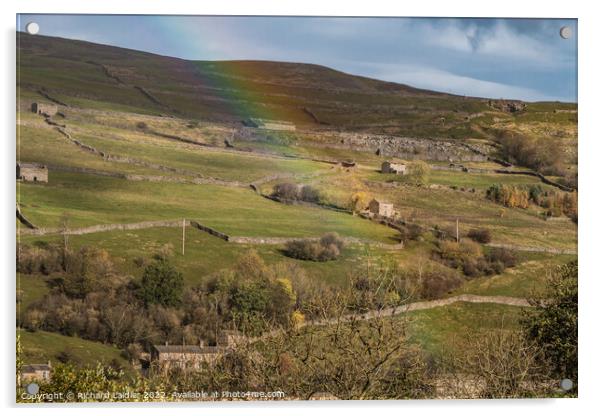 Swaledale Barns and Rainbow (2) Acrylic by Richard Laidler