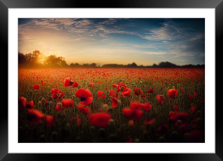 Poppy field sunset Framed Mounted Print by Picture Wizard