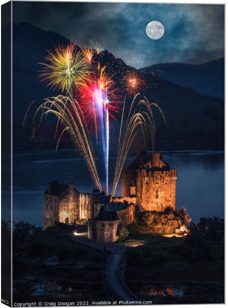 Eilean Donan Castle Fireworks Canvas Print by Craig Doogan