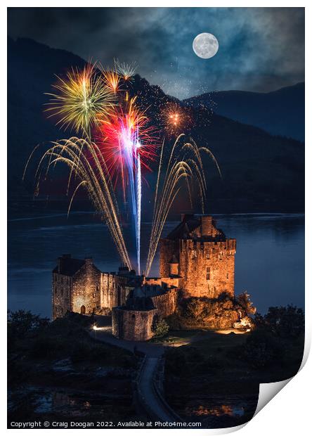 Eilean Donan Castle Fireworks Print by Craig Doogan