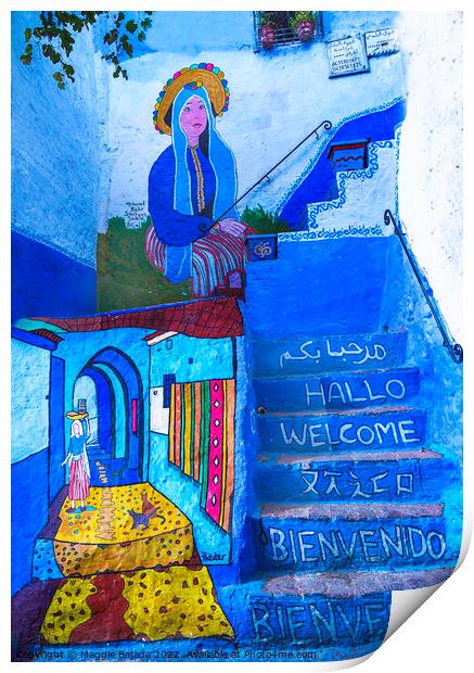 Morocco Blue Painting steps,  Print by Maggie Bajada
