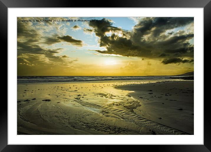 Setting Sun over Dunraven Bay South Wales Framed Mounted Print by Nick Jenkins