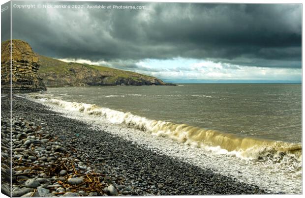 The Breaking Waves Dunraven Bay Glamorgan Heritage Canvas Print by Nick Jenkins