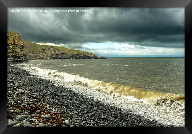 The Breaking Waves Dunraven Bay Glamorgan Heritage Framed Print by Nick Jenkins