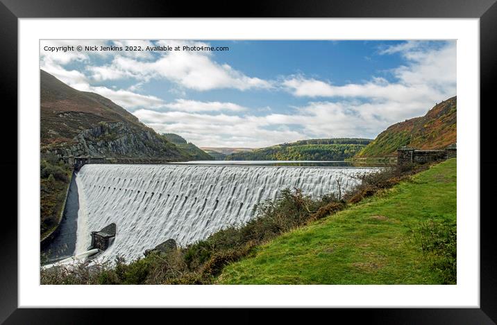 Caban Coch Dam with Cascading Water Elan Valley Framed Mounted Print by Nick Jenkins