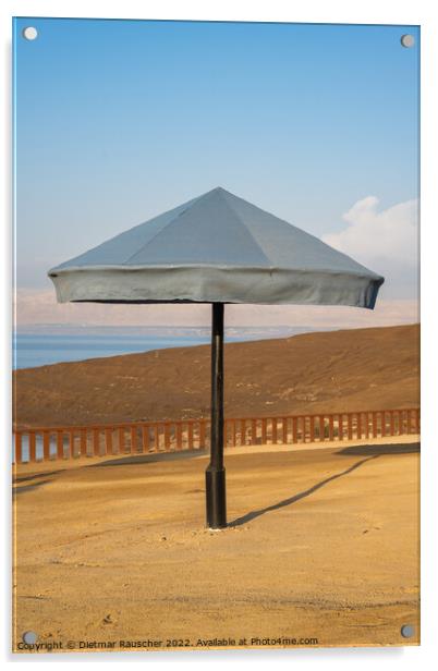 Beach Umbrella at the Dead Sea, Jordan Acrylic by Dietmar Rauscher