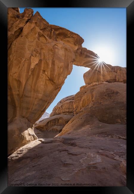 Um Frouth Rock Arch in Wadi Rum Framed Print by Dietmar Rauscher
