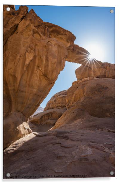 Um Frouth Rock Arch in Wadi Rum Acrylic by Dietmar Rauscher