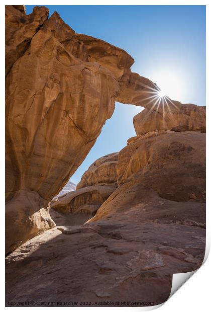 Um Frouth Rock Arch in Wadi Rum Print by Dietmar Rauscher