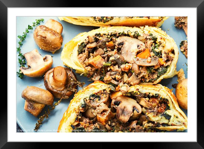 Tasty pie with mushrooms champignons Framed Mounted Print by Mykola Lunov Mykola