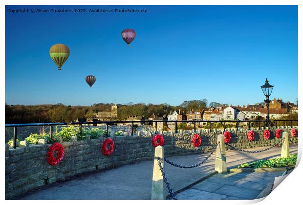 Knaresborough Hot Air Ballons Print by Alison Chambers
