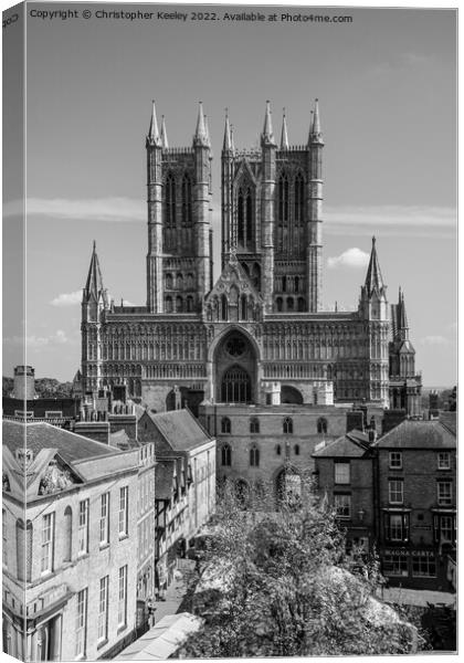 Lincoln Cathedral in monochrome Canvas Print by Christopher Keeley