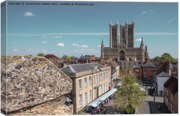 Lincoln Cathedral from the castle walls Canvas Print by Christopher Keeley