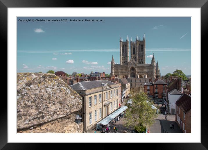 Lincoln Cathedral from the castle walls Framed Mounted Print by Christopher Keeley