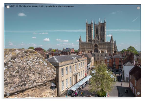 Lincoln Cathedral from the castle walls Acrylic by Christopher Keeley