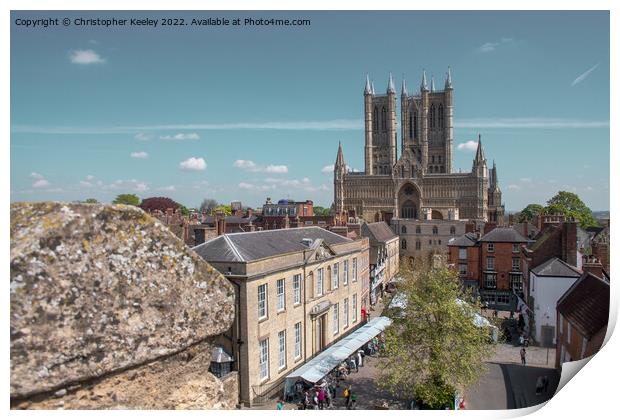 Lincoln Cathedral from the castle walls Print by Christopher Keeley