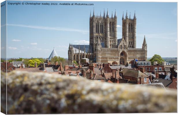 LIncoln Cathedral as seen from the castle walls Canvas Print by Christopher Keeley