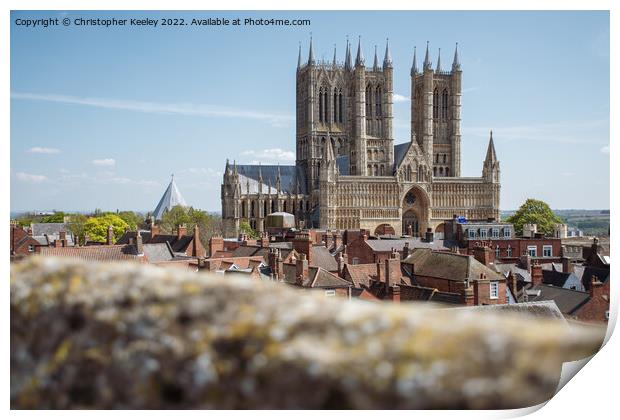 LIncoln Cathedral as seen from the castle walls Print by Christopher Keeley