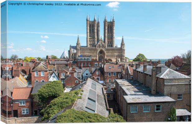 Blue skies over Lincoln Cathedral Canvas Print by Christopher Keeley