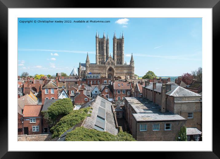 Blue skies over Lincoln Cathedral Framed Mounted Print by Christopher Keeley