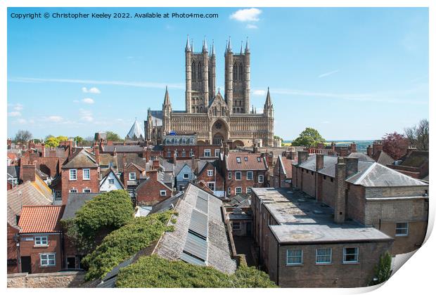 Blue skies over Lincoln Cathedral Print by Christopher Keeley