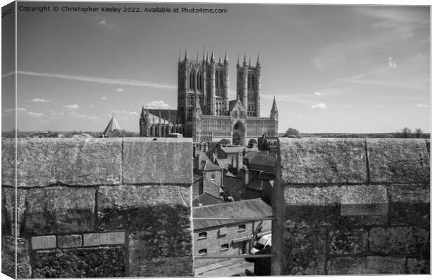 Lincoln Cathedral and castle walls Canvas Print by Christopher Keeley