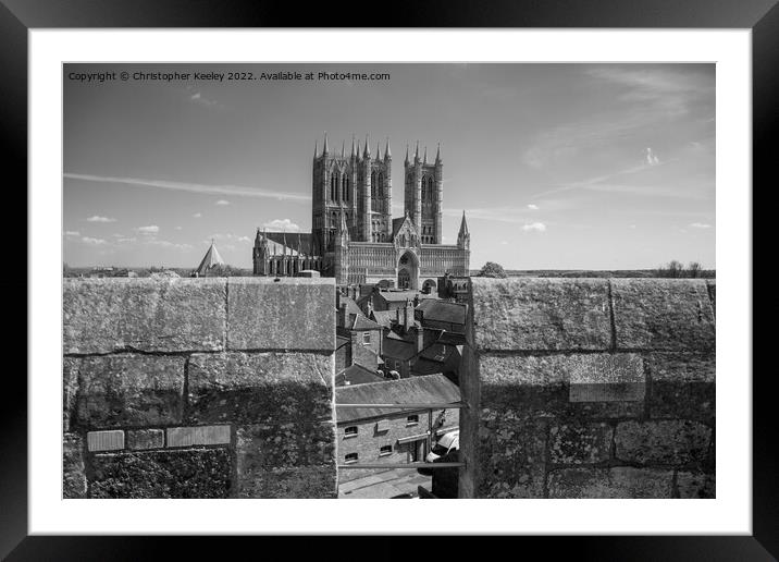 Lincoln Cathedral and castle walls Framed Mounted Print by Christopher Keeley