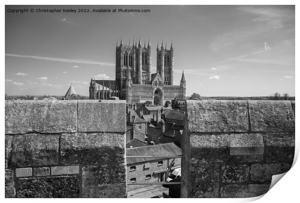 Lincoln Cathedral and castle walls Print by Christopher Keeley