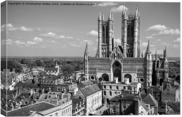 Lincoln Cathedral in black and white Canvas Print by Christopher Keeley