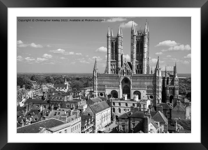 Lincoln Cathedral in black and white Framed Mounted Print by Christopher Keeley