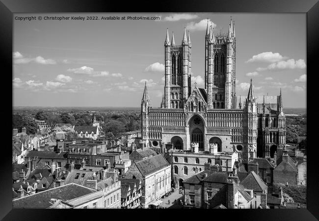 Lincoln Cathedral in black and white Framed Print by Christopher Keeley