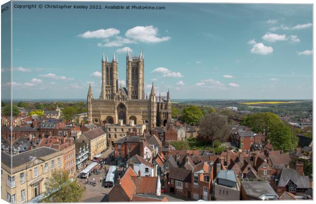 Blue, cloudy skies over Lincoln Cathedral Canvas Print by Christopher Keeley