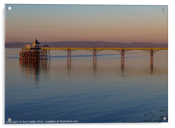 Clevedon Pier on a calm and tranquil evening Acrylic by Rory Hailes