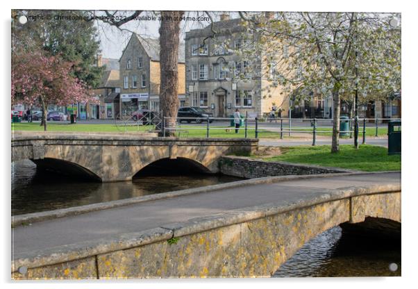 Bridges of Bourton-on-the-Water Acrylic by Christopher Keeley