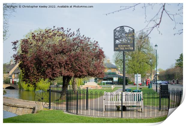 Bourton-on-the-Water town sign Print by Christopher Keeley